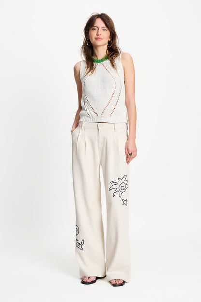 JEANS - White Embroidery