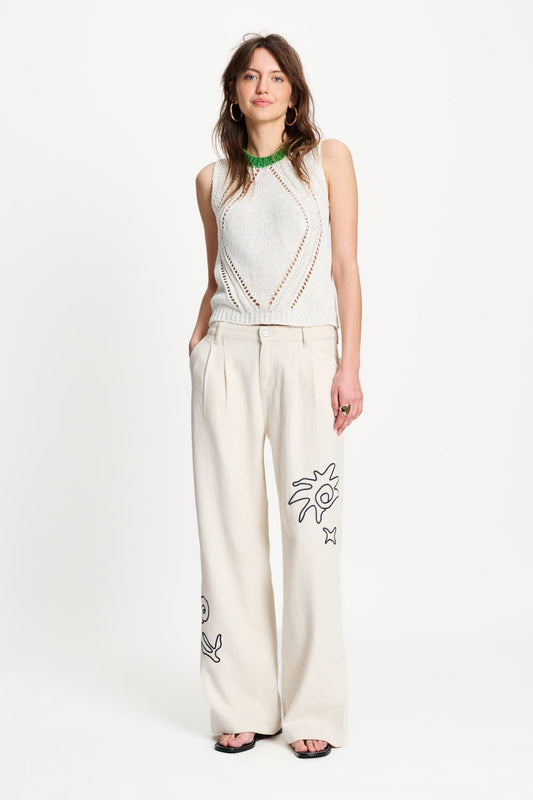 JEANS - White Embroidery