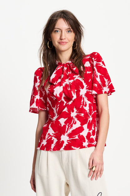 TOP - Crinkle Bubble Bloom Red