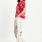 TOP - Crinkle Bubble Bloom Red