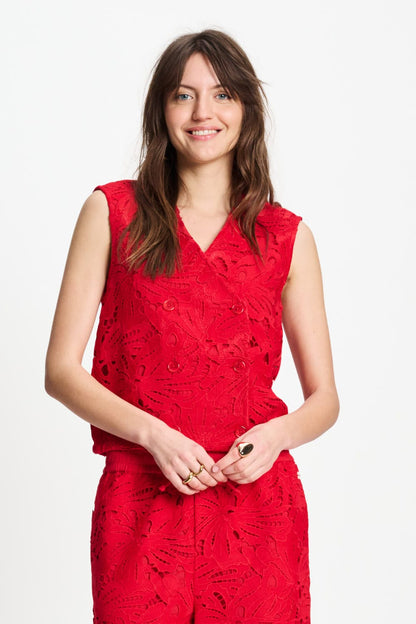 TOP - Lace Bloom Red