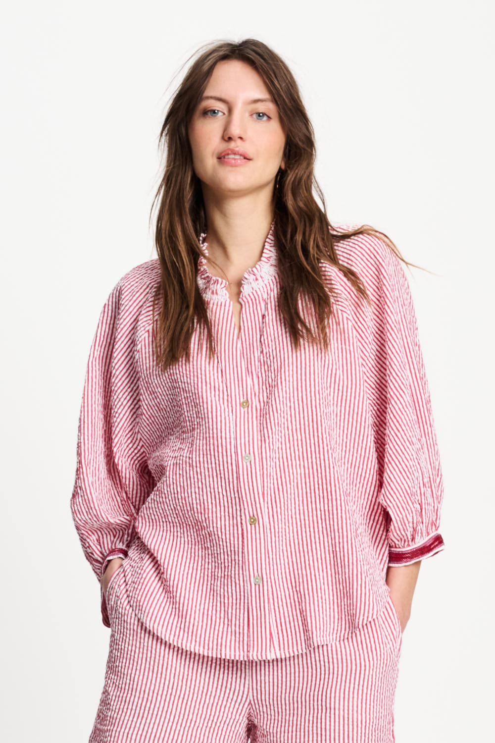 BLUSE - Seersucker Red White