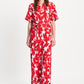JUMPSUIT - Bubble Bloom Red Linen