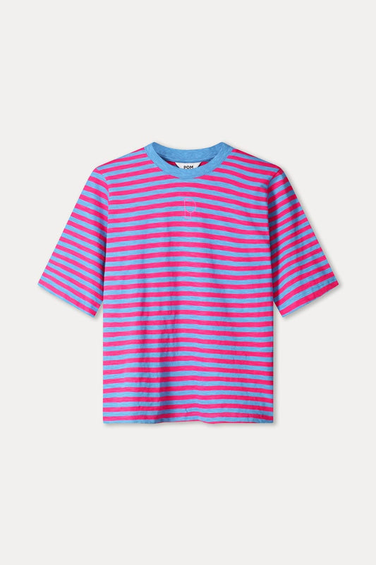 TSHIRT - Striped Smashing Blue Bright Rose