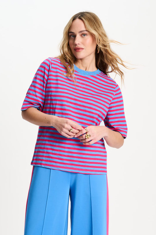 TSHIRT - Striped Smashing Blue Bright Rose