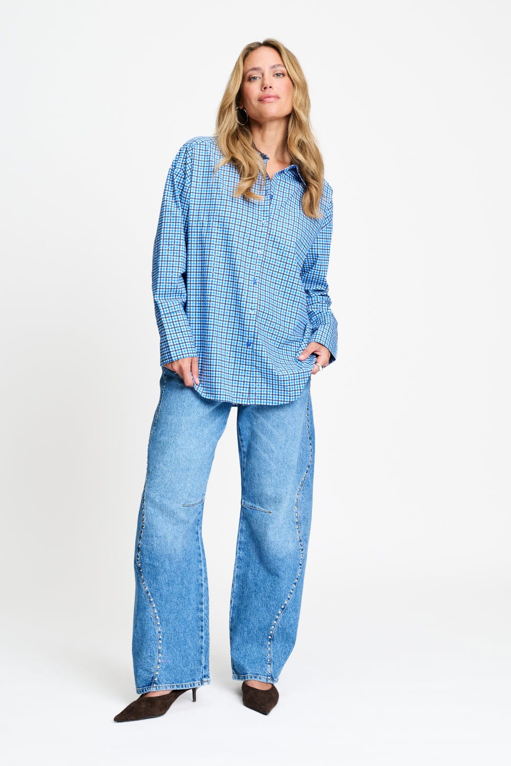 BLUSE - Beau Check Sapphire Blue