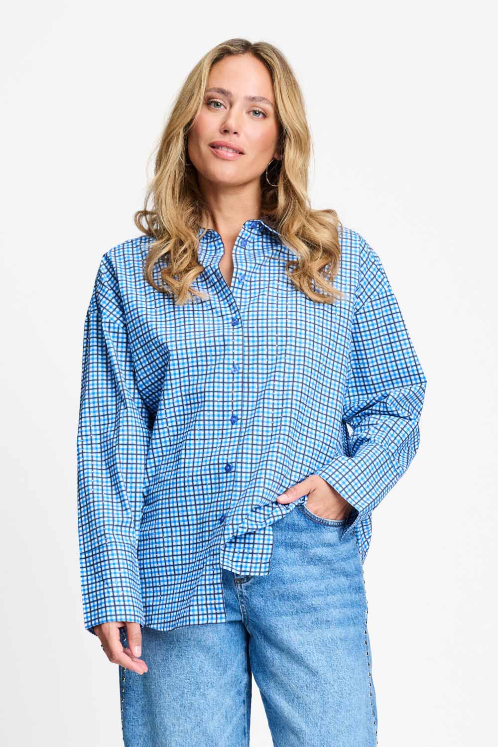 BLUSE - Beau Check Sapphire Blue