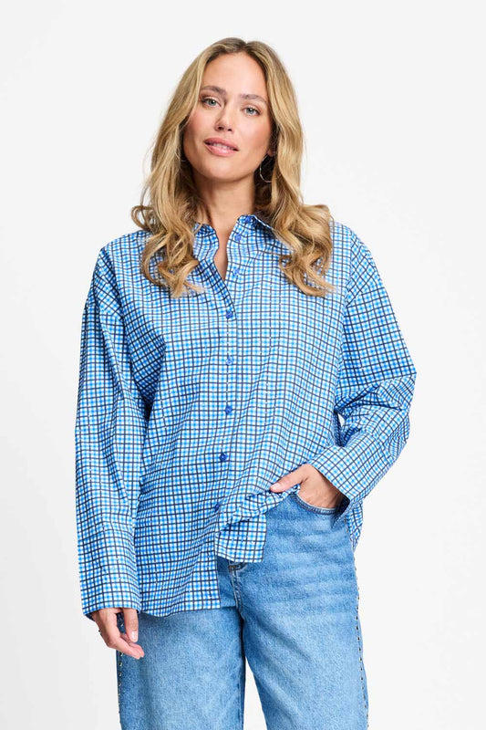 BLUSE - Beau Check Sapphire Blue