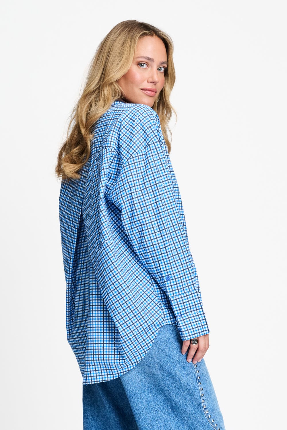 BLUSE - Beau Check Sapphire Blue