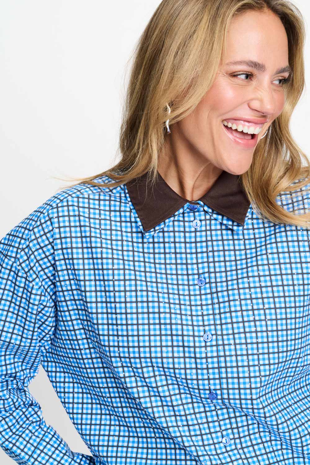 BLUSE - Beau Check Sapphire Blue