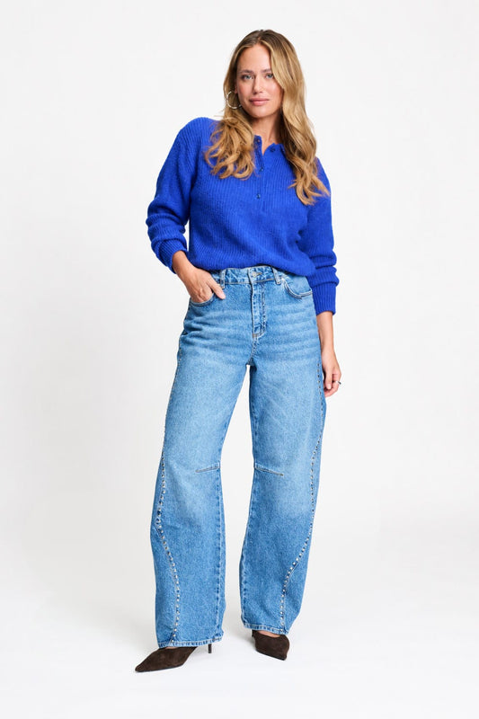 JEANS - Jacky Studs Mid Blue