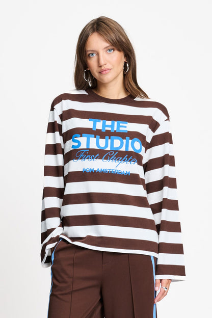 TOP - Joy Striped Brown White