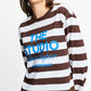 TOP - Joy Striped Brown White