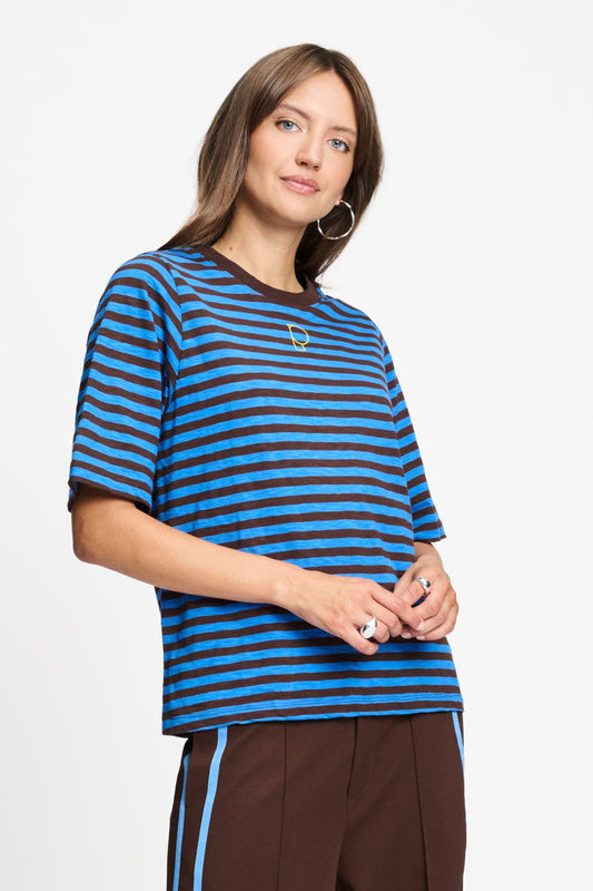 T-SHIRT - Tyra Striped Brown Blue