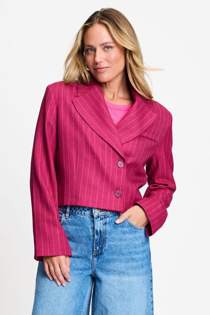 BLAZER - Rowan Striped Burgundy Red
