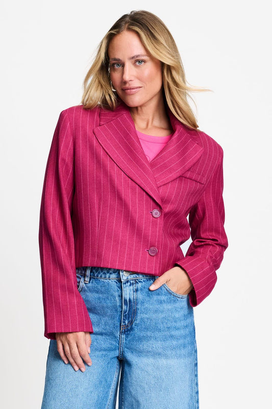 BLAZER - Rowan Striped Burgundy Red