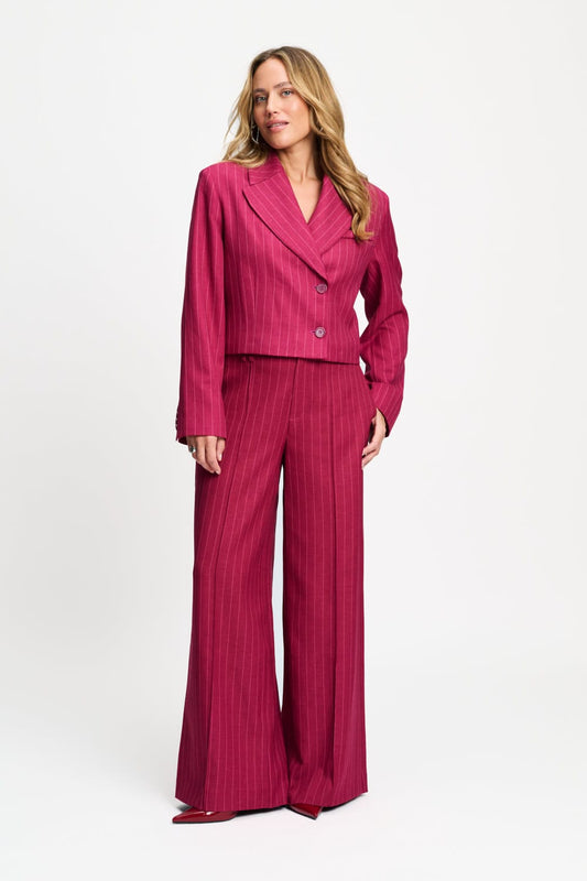 HOSE - Jess Striped Burgundy Red