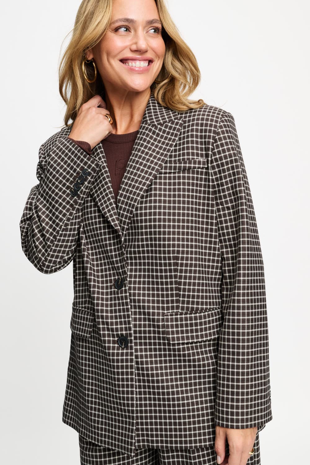 BLAZER - Laurie Check Brown
