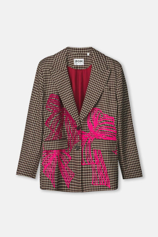 BLAZER - Laurie Bow Check Brown
