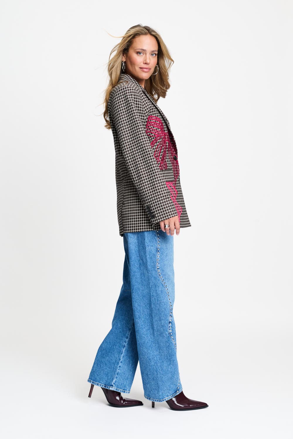 BLAZER - Laurie Bow Check Brown