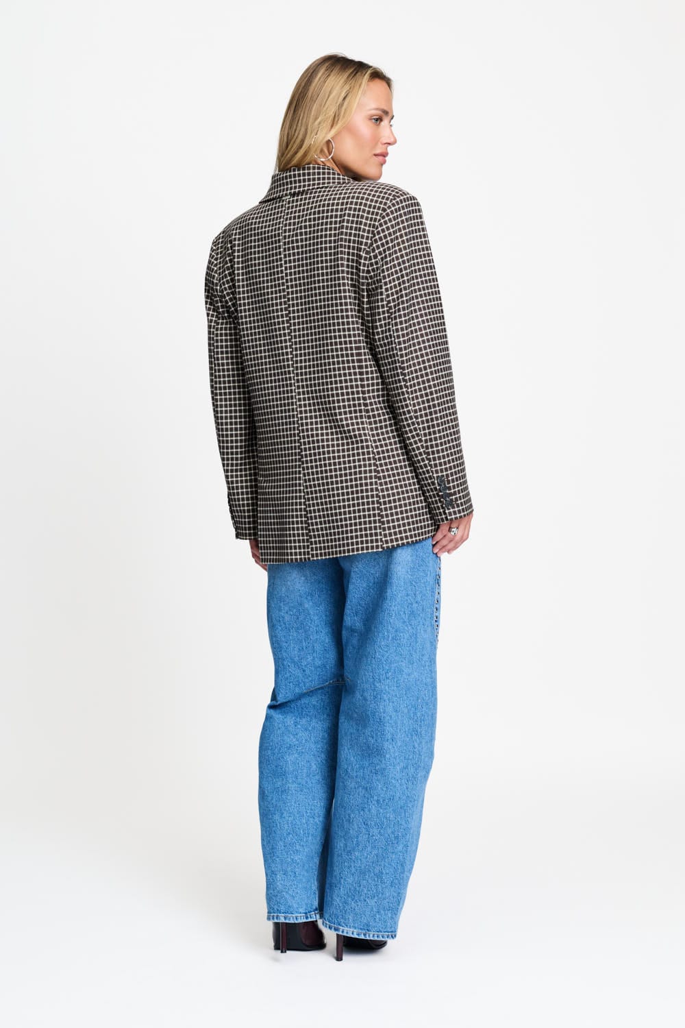 BLAZER - Laurie Bow Check Brown