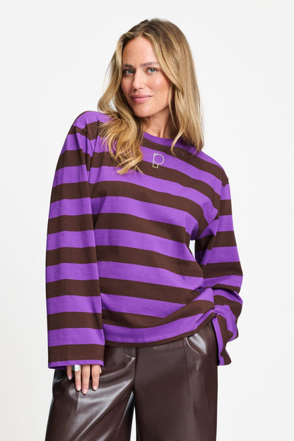 LONGSLEEVE - Joy Striped Brown Purple