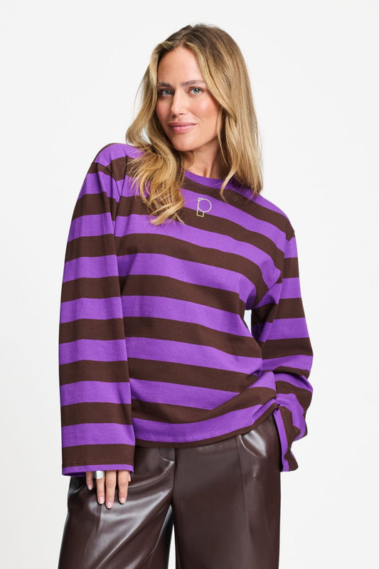 LONGSLEEVE - Joy Striped Brown Purple