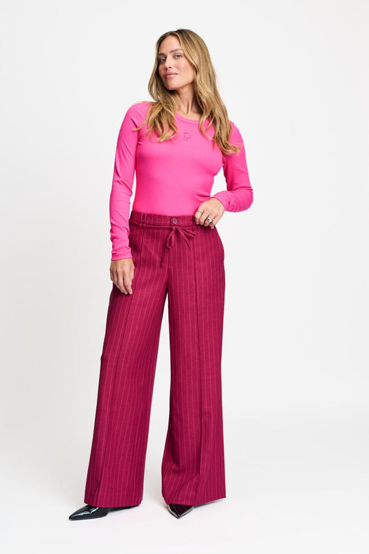 HOSE - Jess Striped Burgundy Red