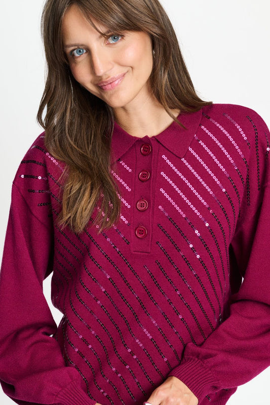 PULLOVER - Hailey Burgundy Red