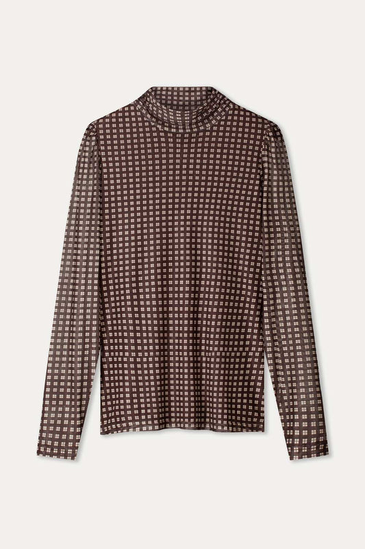 TURTLENECK - Romi Mesh Check Brown