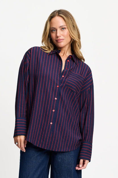 BLUSE - Beau Twill Striped Blue