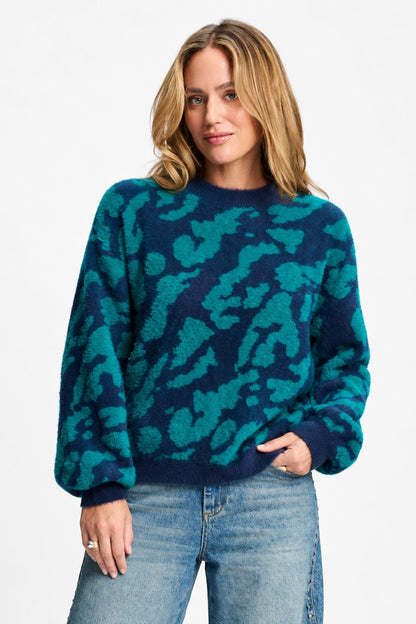 PULLOVER - Frida Animal Teal Green