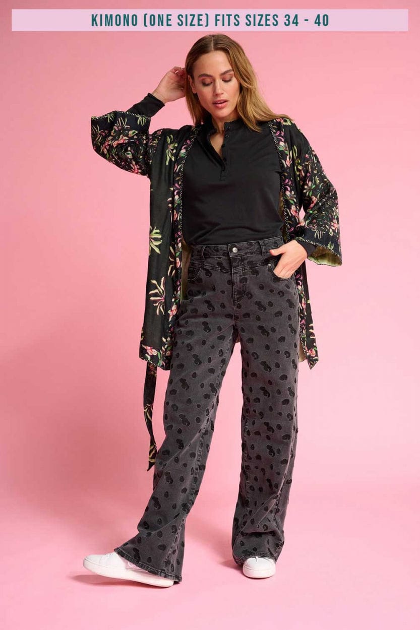 KIMONO - Flower Blaze Anthracite